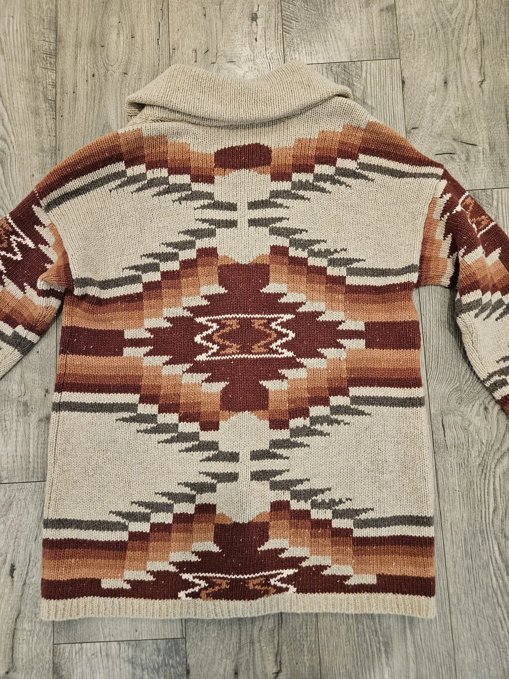 Faherty X Lehi Thunder Voice Eagle Woodland Wool Blend Cardigan In Sunset Sz.XL